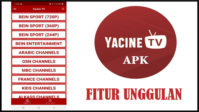 Fitur Yacine TV Pro Mod Apk v3 Terbaru